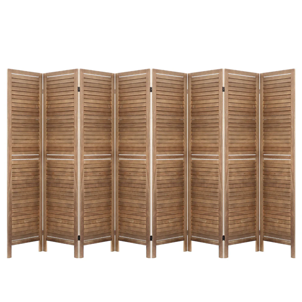 8 Panel Room Divider Screen 326x170cm - Oak - Nurns