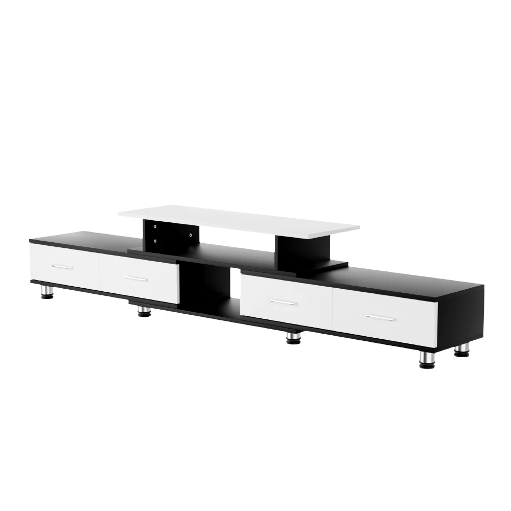 Olia 160cm to 220cm TV Cabinet Entertainment Unit Extendable - Black & White - Nurns