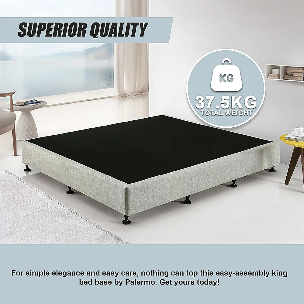 Aisha Ensemble Bed Base Linen Fabric - Light Grey King - Nurns