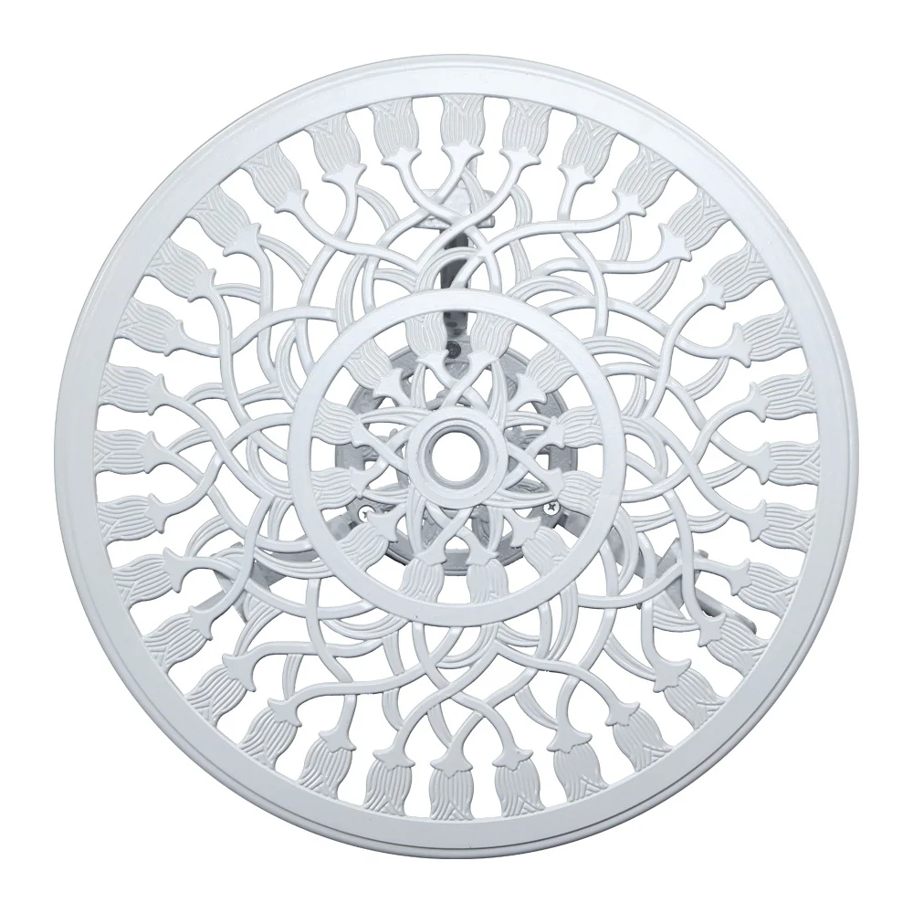 Ciaran 2-Seater Cast Aluminium Table Chair Patio 3-Piece Outdoor Setting - White - Nurns