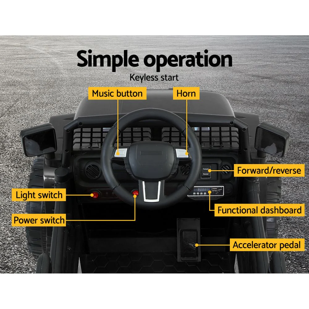 Kids Electric Ride On Car Jeep Toy Cars Remote 12V - Black - Nurns