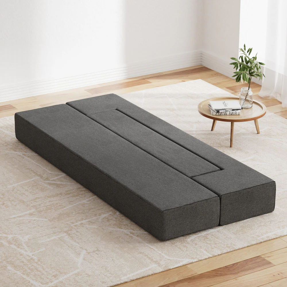 Mackenzie Portable Folding Sofa Bed Ottoman Lounge - Grey - Nurns