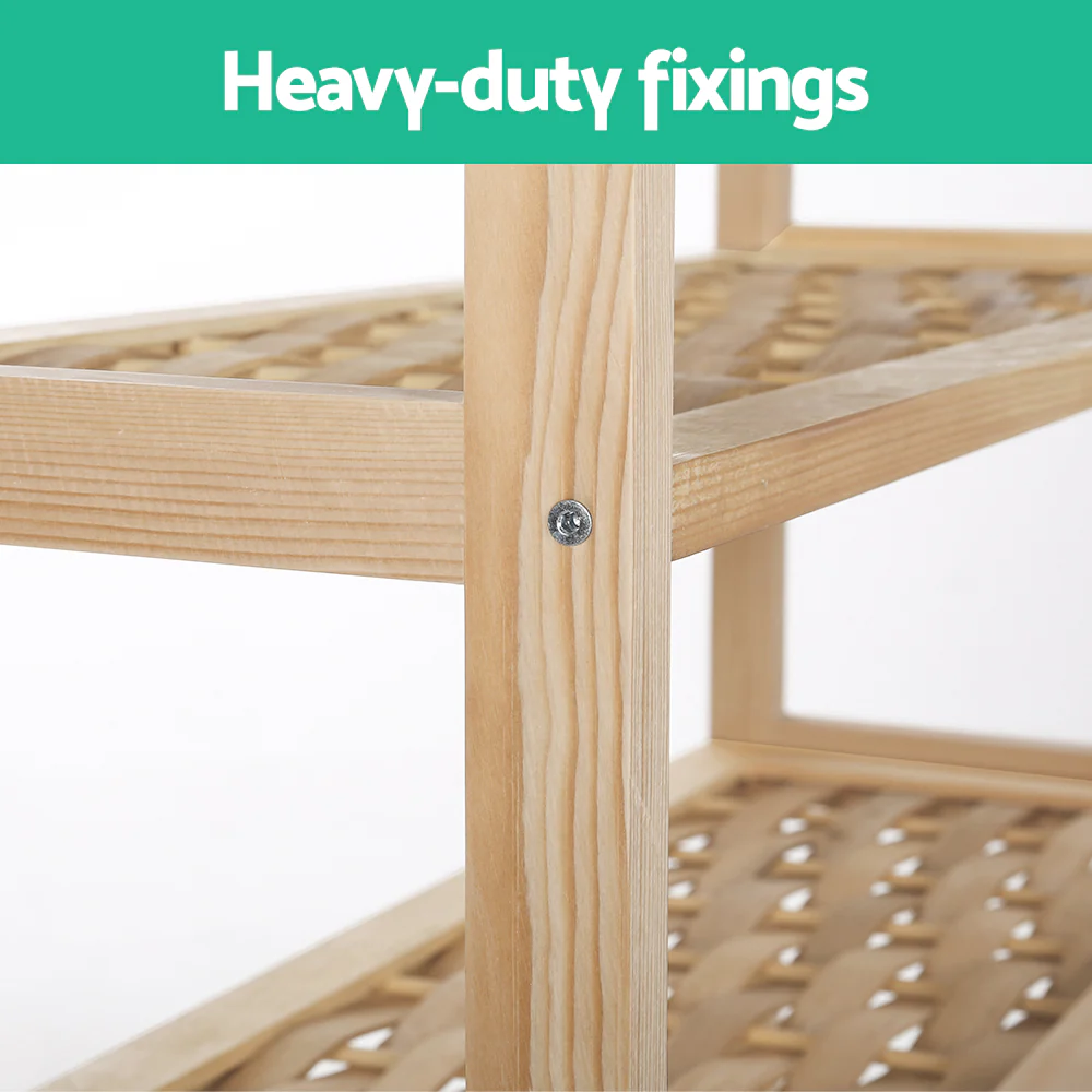 Artiss 4-tier Shoe Rack 12 Pairs Shoe Storage Weaved Shelves - Nurns