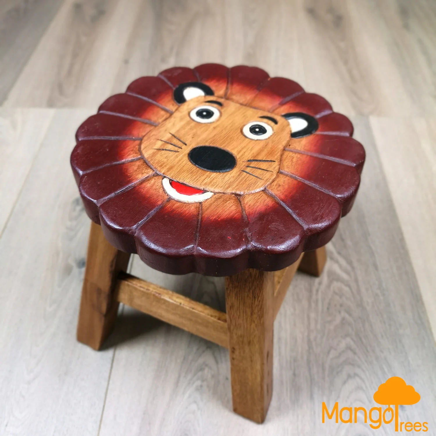 Kids Wooden Stool Lion - Nurns