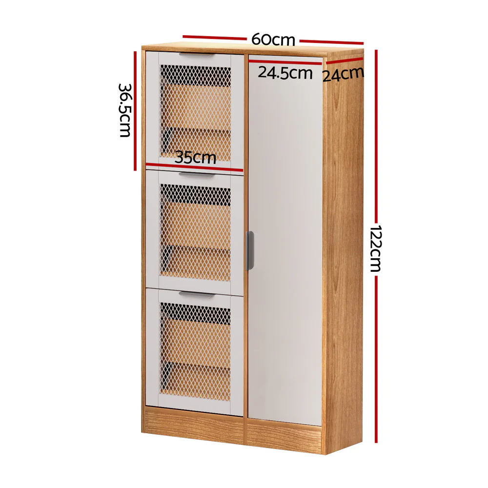 Artiss Shoe Rack Cabinet Mirror White - Nurns