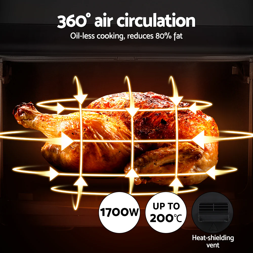 Devanti Air Fryer 10L LCD Kitchen Oven - Nurns