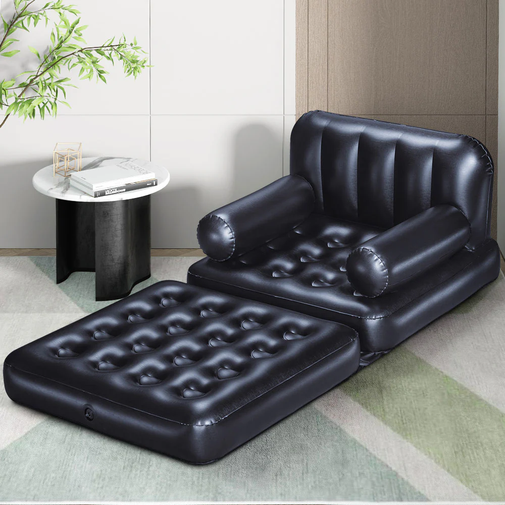 Mirah Inflatable Air Chair Seat Lounge Couch Lazy Sofa Blow Up Ottoman - Black - Nurns