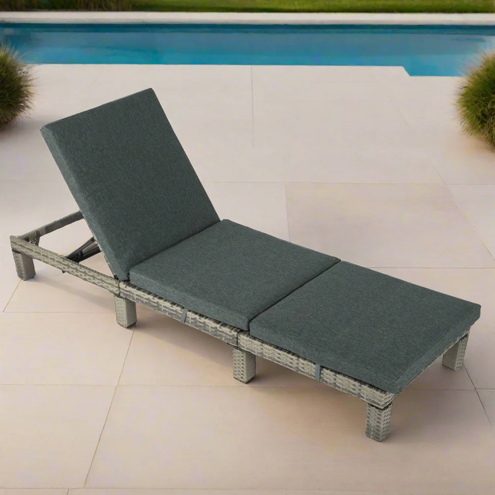 Dylan Rattan Sunbed With Adjustable Recline - Grey - Nurns