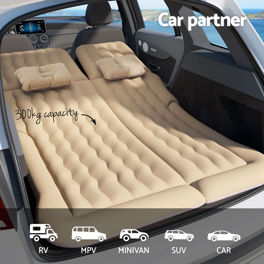 Car Mattress 175x130 Inflatable SUV Back Seat Camping Bed - Beige - Nurns