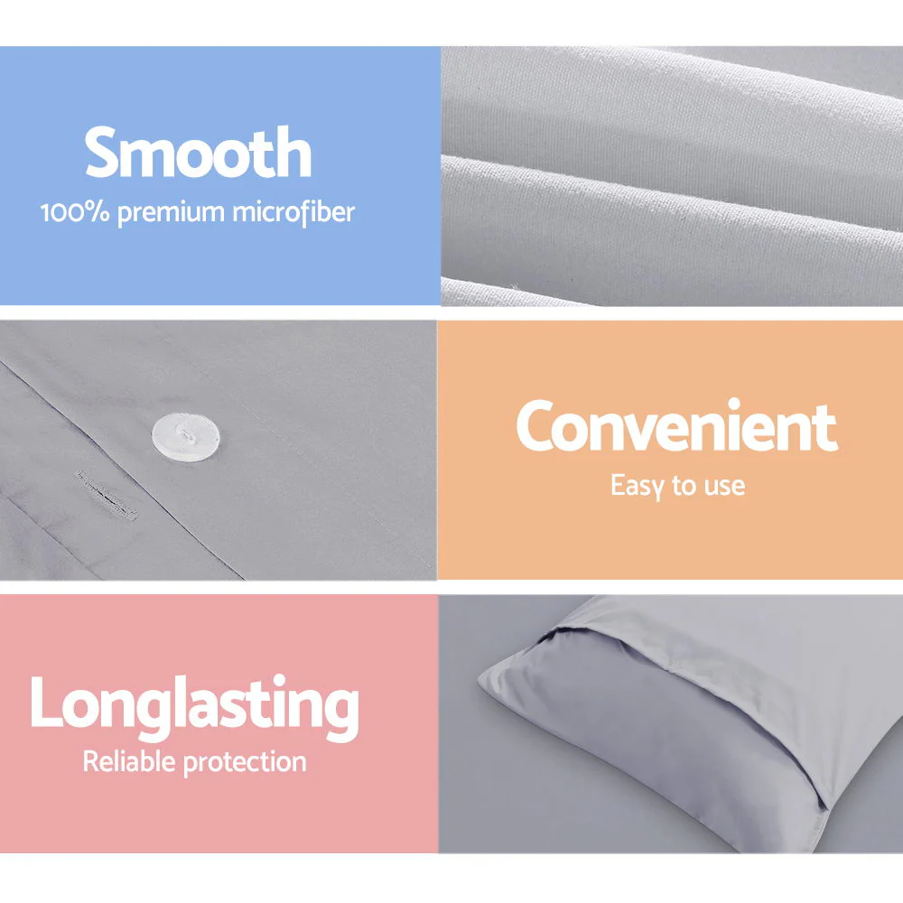 QUEEN 3-Piece Quilt Cover Set - Grey - Nurns