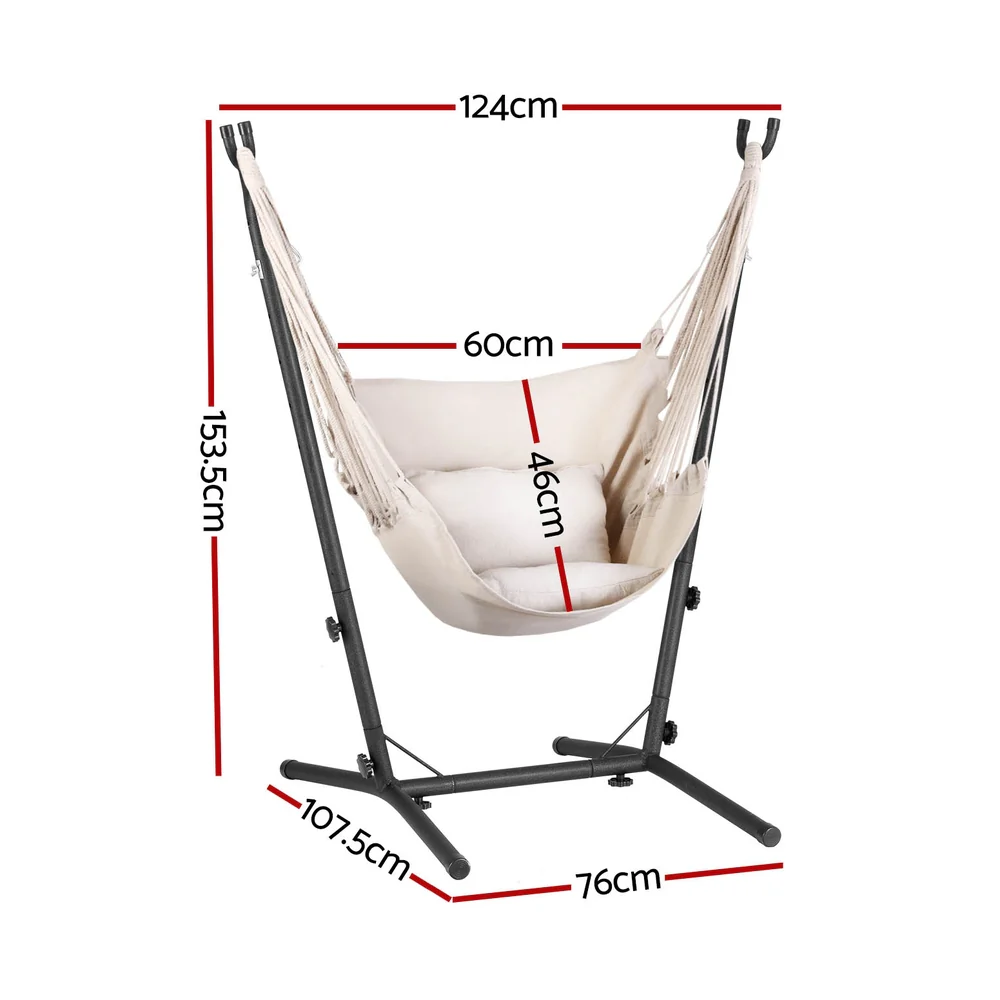 Hammock Chair Outdoor Camping Hanging with Stand - Cream - Nurns