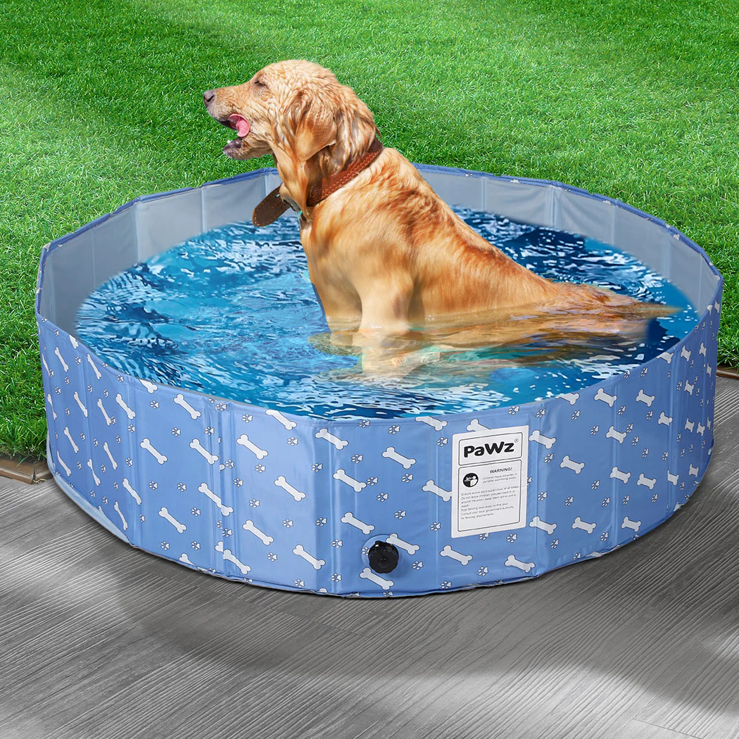 Portable Pet Swimming Pool Kids Dog Cat Washing Bathtub Outdoor Bathing Blue SMALL - Nurns