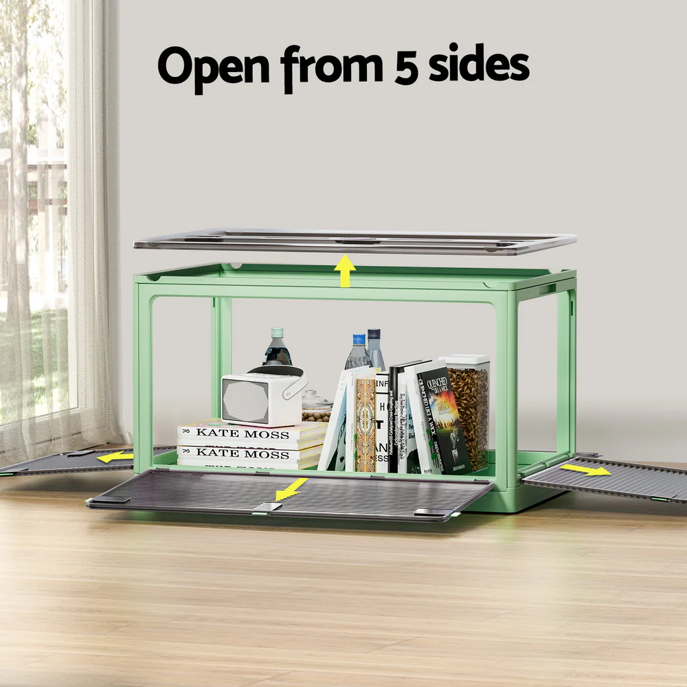 Artiss Storage Box Container Foldable Stackable 5 Sides Open Transparent 140L - Nurns