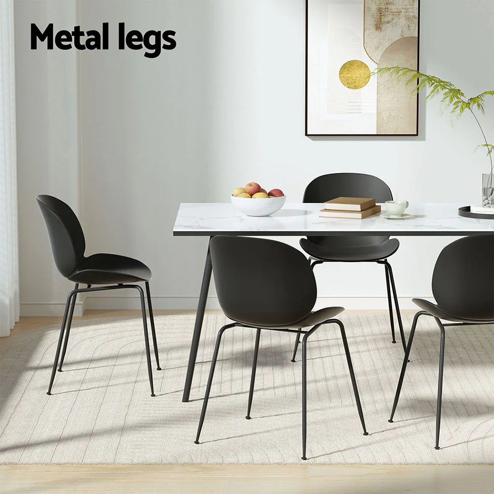 Henry Lounge Chair Patio Garden Furniture Set 4 Outdoor Dining Chairs - Black - Nurns