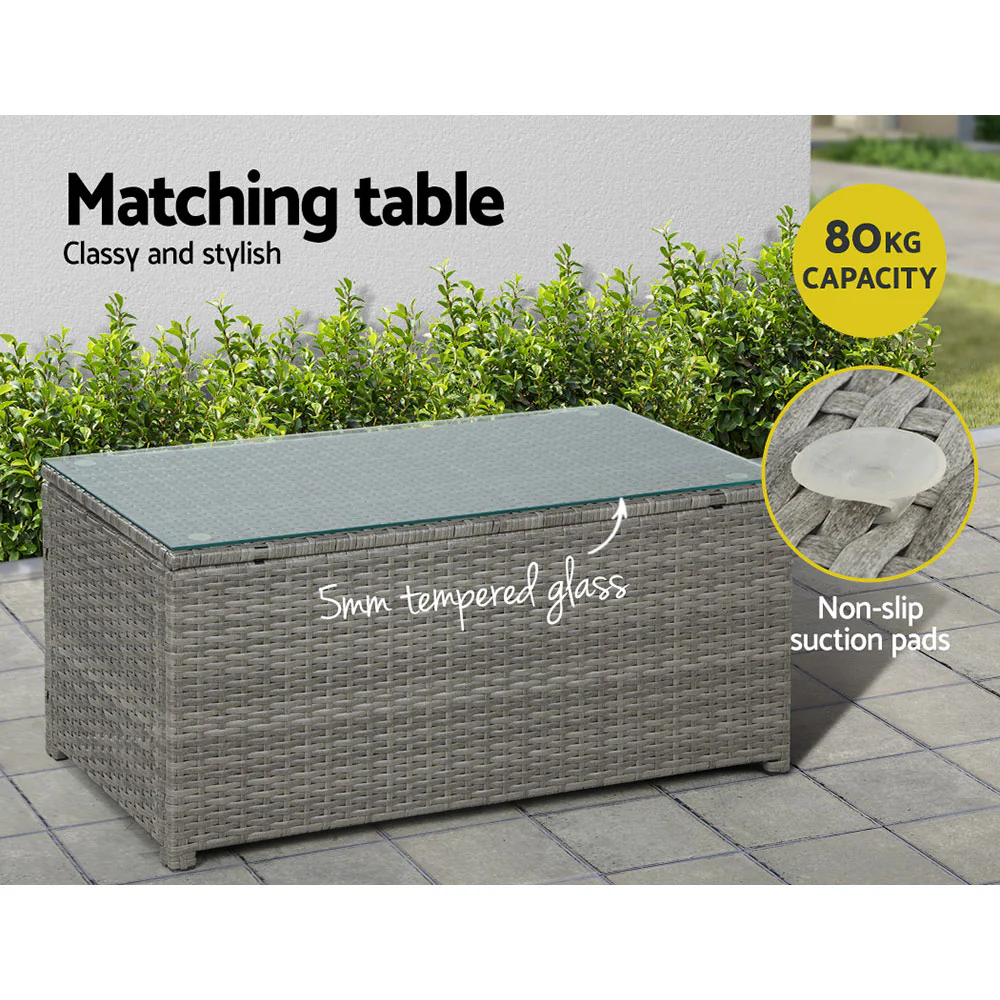 Driffield 4-Seater Furniture Wicker Table Chairs 4-Piece Outdoor Sofa - Grey - Nurns