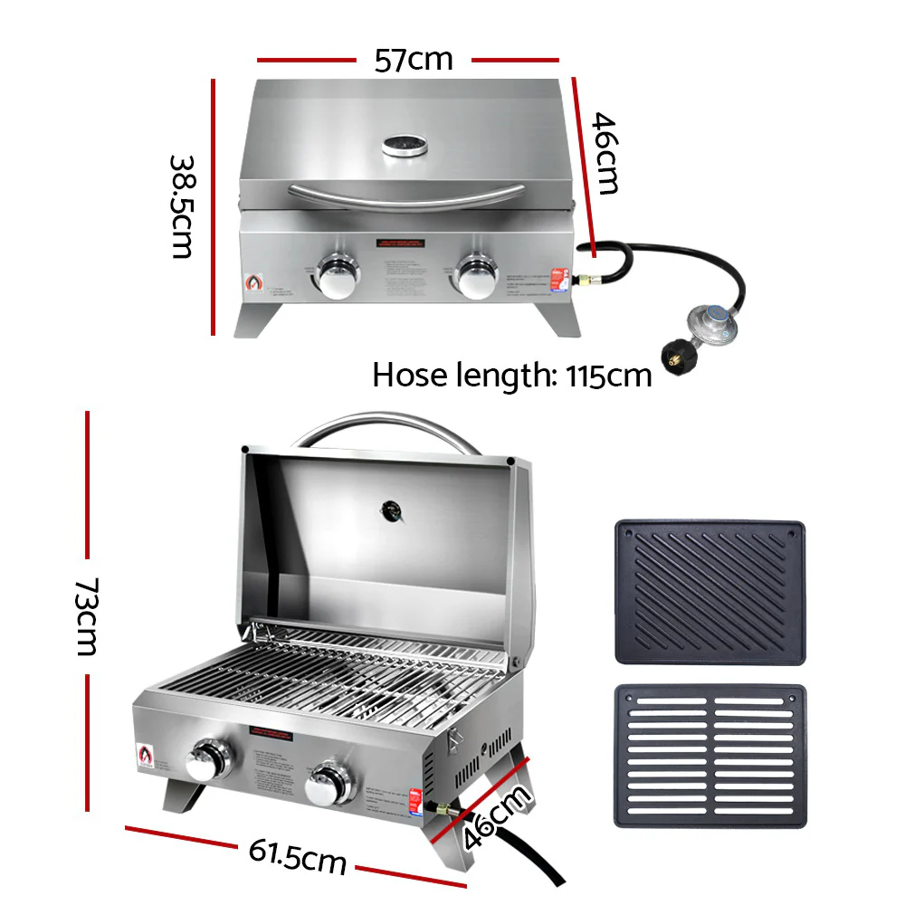 Portable 2 Burner Gas BBQ - Nurns