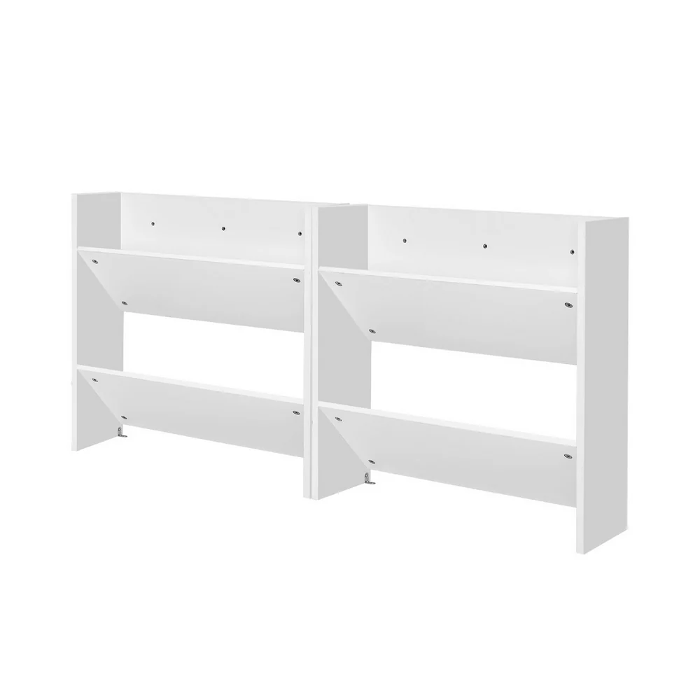 Artiss Shoe Rack 2-tier 12 Pairs Wall Mounted x2 - White - Nurns