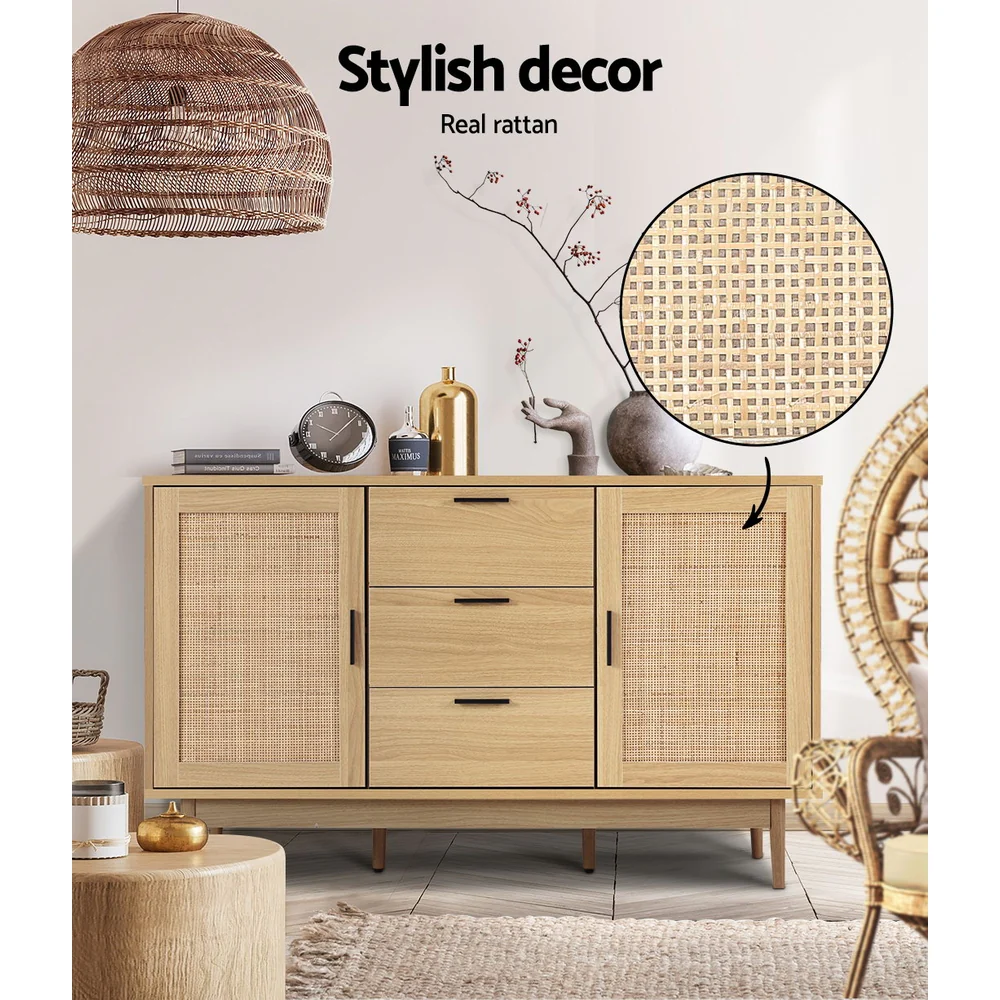 Rowan Rattan Buffet Sideboard - Oak - Nurns