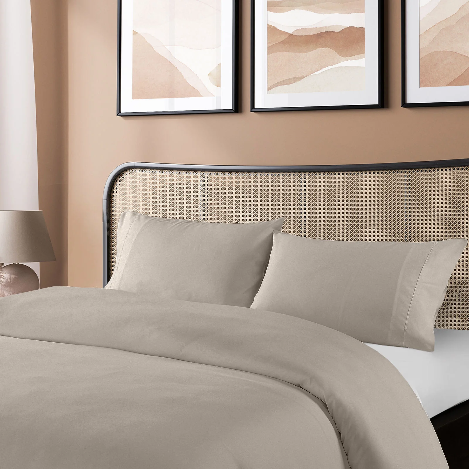 DOUBLE Blended Bamboo Quilt Cover Set - Warm Grey - Nurns