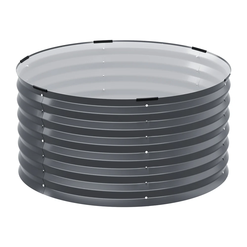 Garden Bed 90x45cm Round Latches Planter Box Raised Galvanised Herb - Nurns