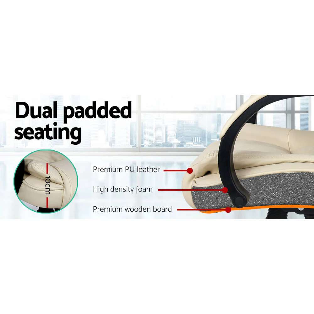 Artiss Executive Office Chair Leather Tilt Beige - Nurns