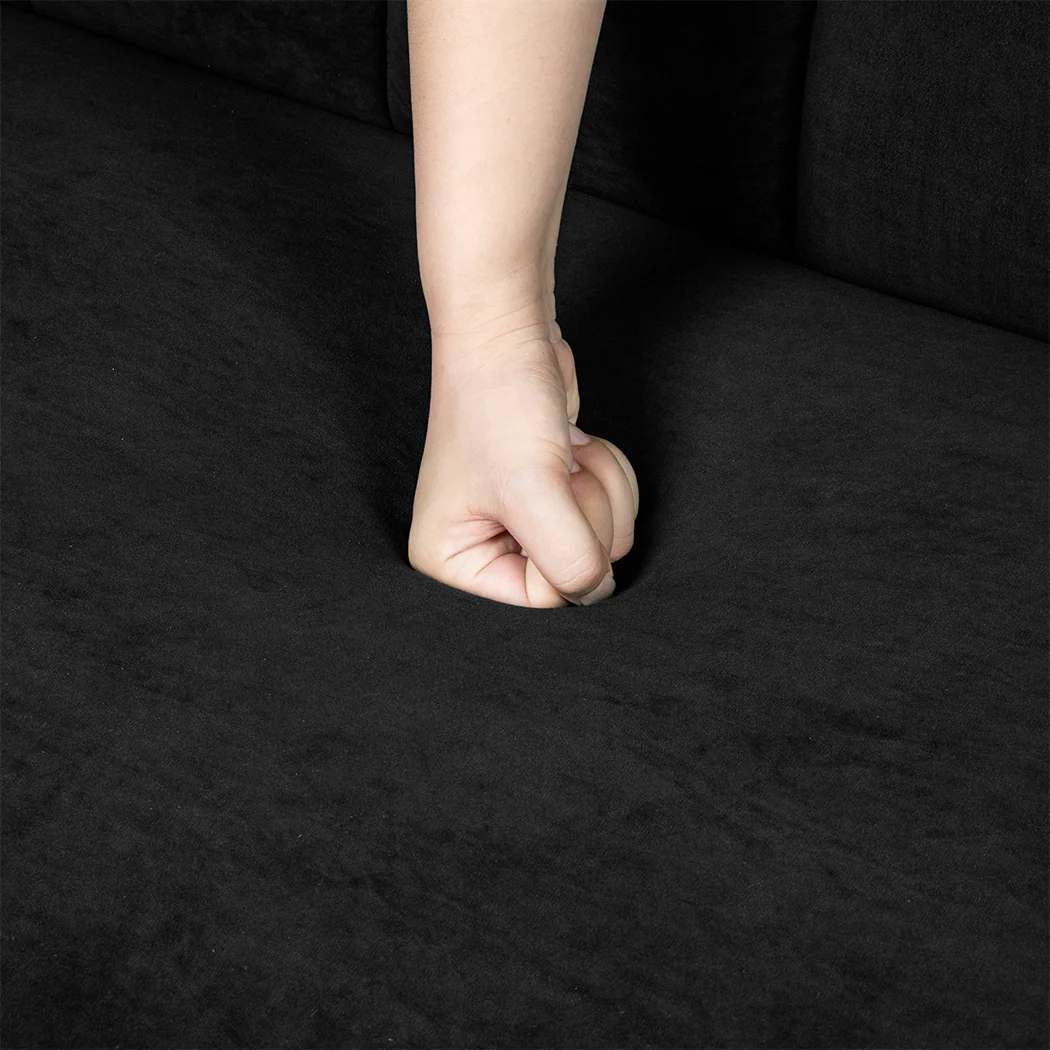 Mari 3-Seater Sofa Bed Convertible Velvet Lounge Recliner Couch Sleeper - Black - Nurns