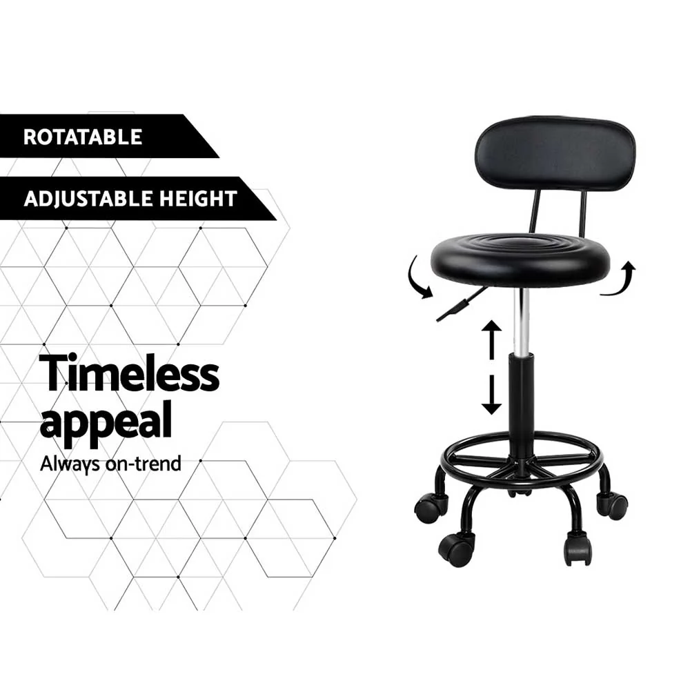 Set of 2 Salon Stool Swivel Chair Backrest - Nurns