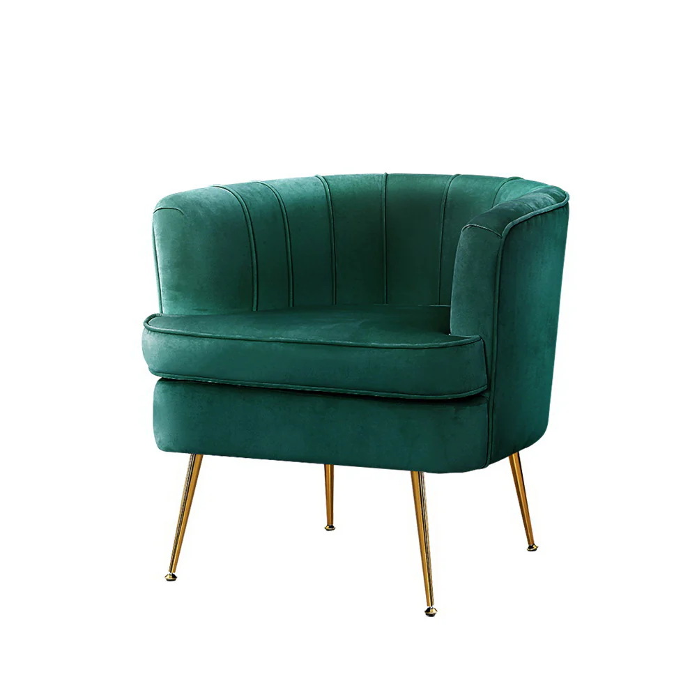 Makayla Accent Velvet Lounge Armchair - Green - Nurns