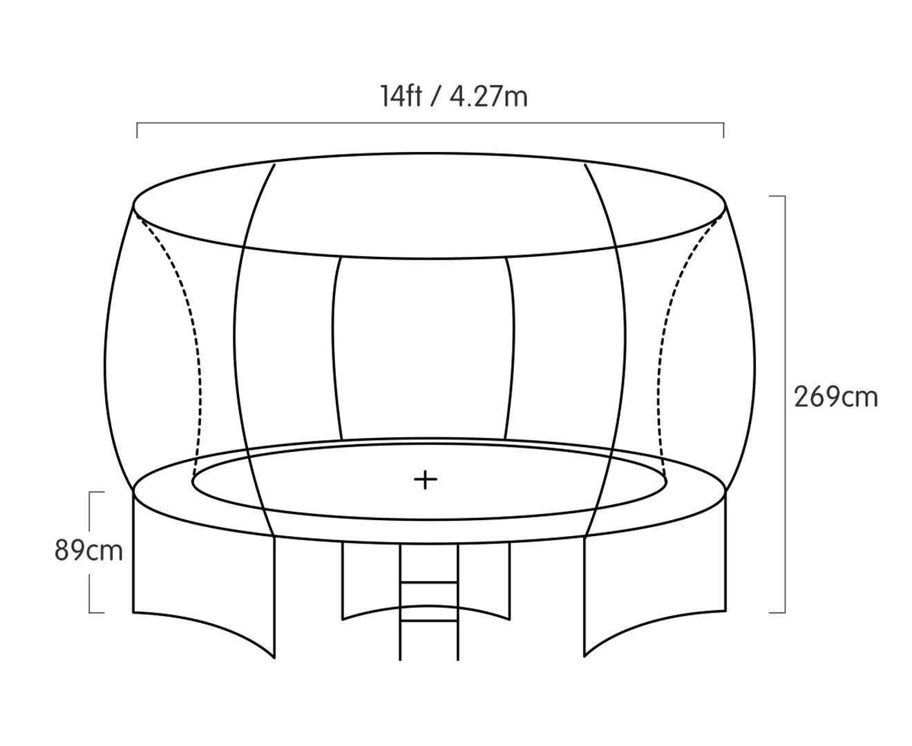 Kahuna Trampoline for Kids 14FT Outdoor Children with Safety Enclosure Pad Mat Ladder Basketball Hoop Set - Blue - Nurns
