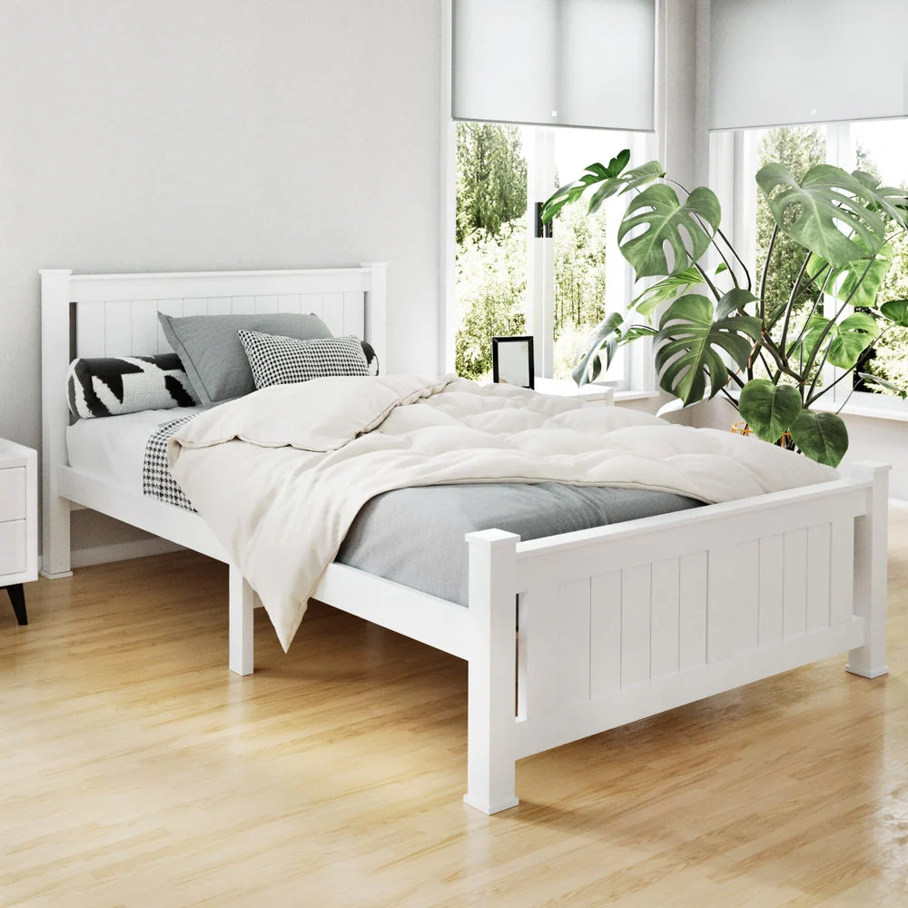 Amber Bed & Mattress Package no Drawers - White King Single - Nurns