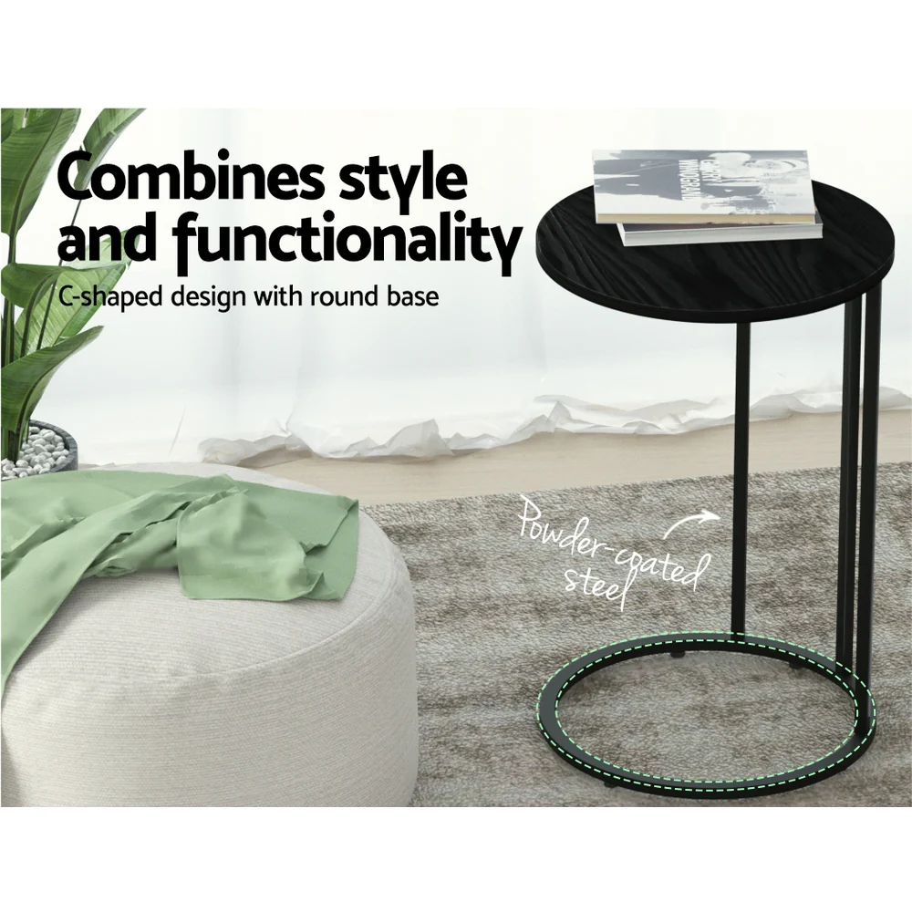 Ixiona Side End Table Round - Black - Nurns