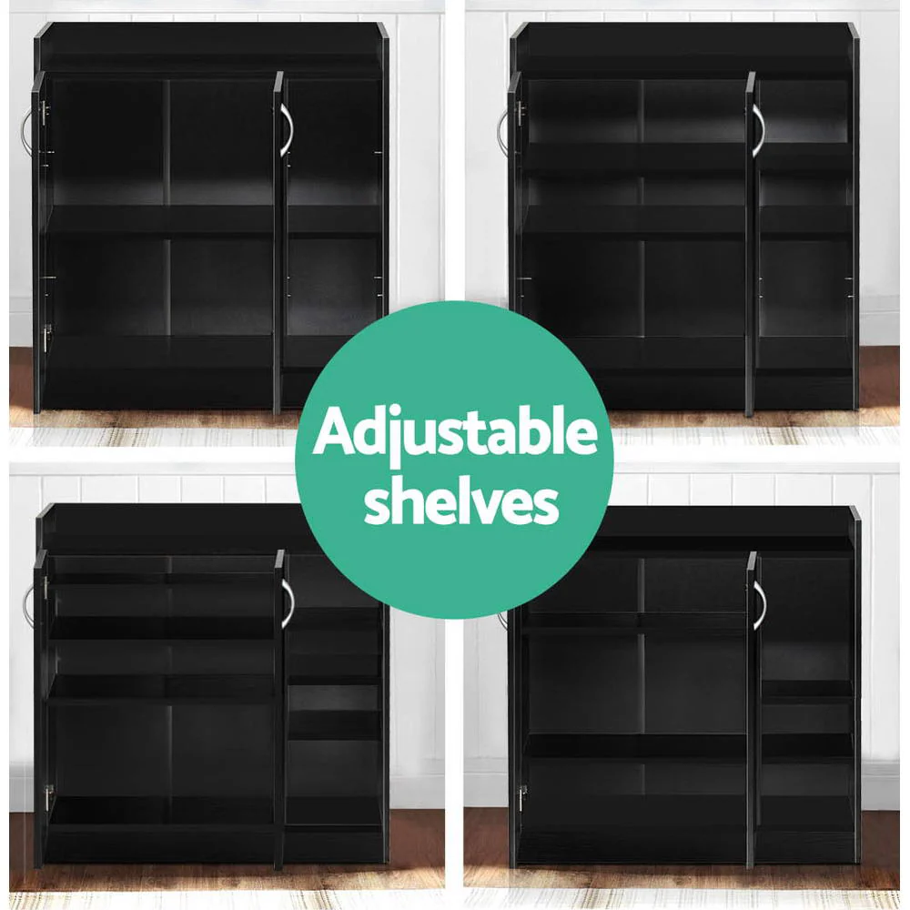 Artiss Shoe Rack Cabinet 21 Pairs Adjustable Shelves Black Clair - Nurns