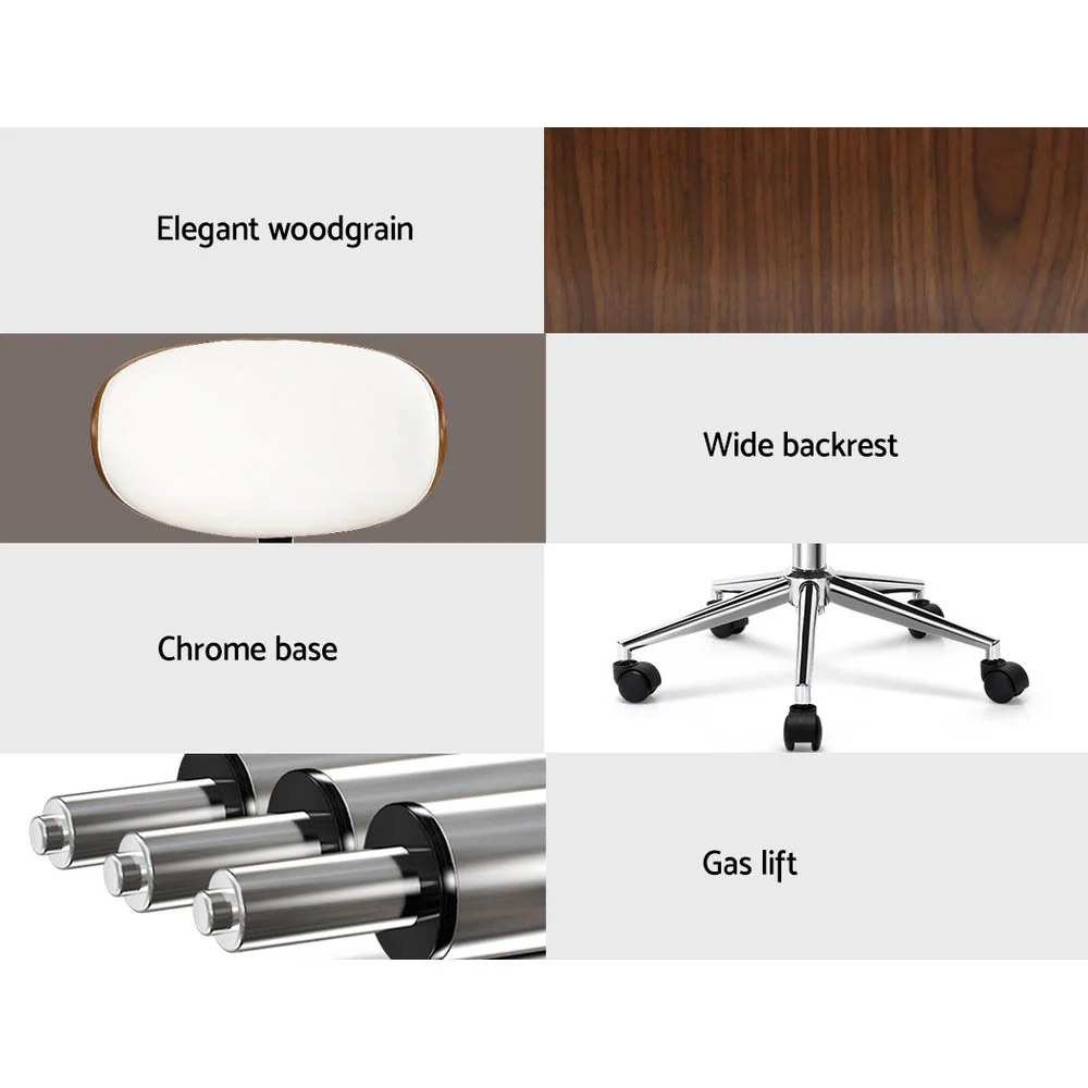 Artiss Wooden Office Chair Leather Seat White - Nurns