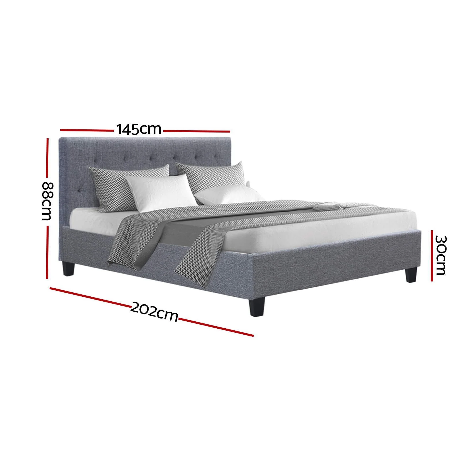 Citrin Bed & Mattress Package - Grey Double - Nurns