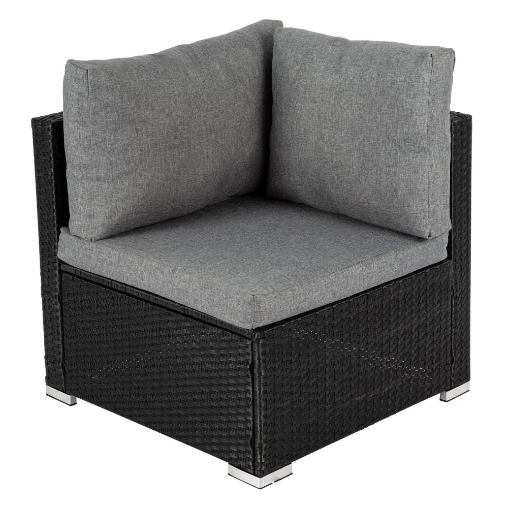 Perry 5-Seater Ottoman-Style Outdoor Lounge Set - Black - Nurns