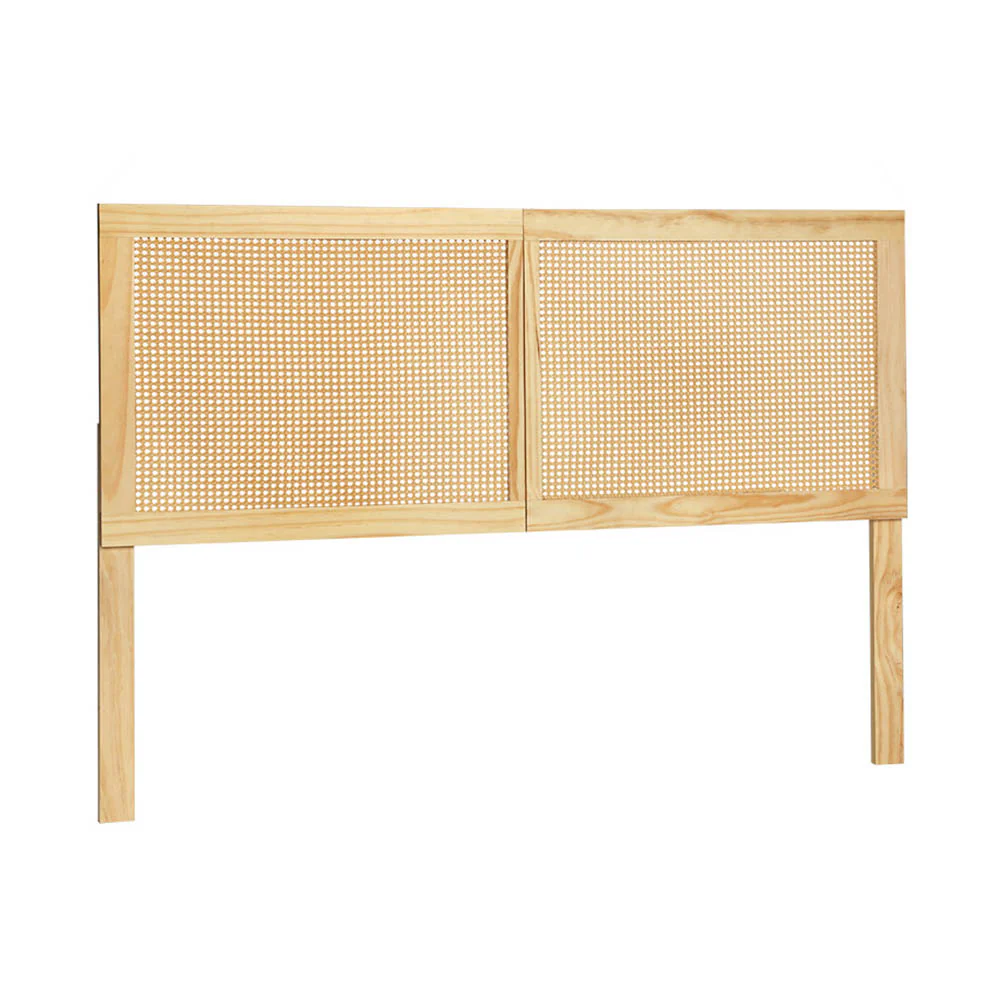 Rattan Bed Head Headboard Bedhead Base - Pine Double - Nurns