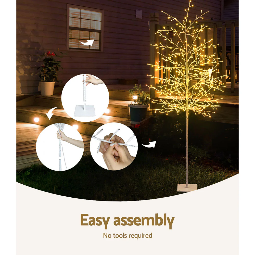 7ft 2.1m 480 LED Solar Christmas Tree Twigs Lights Xmas Tree - Warm White - Nurns