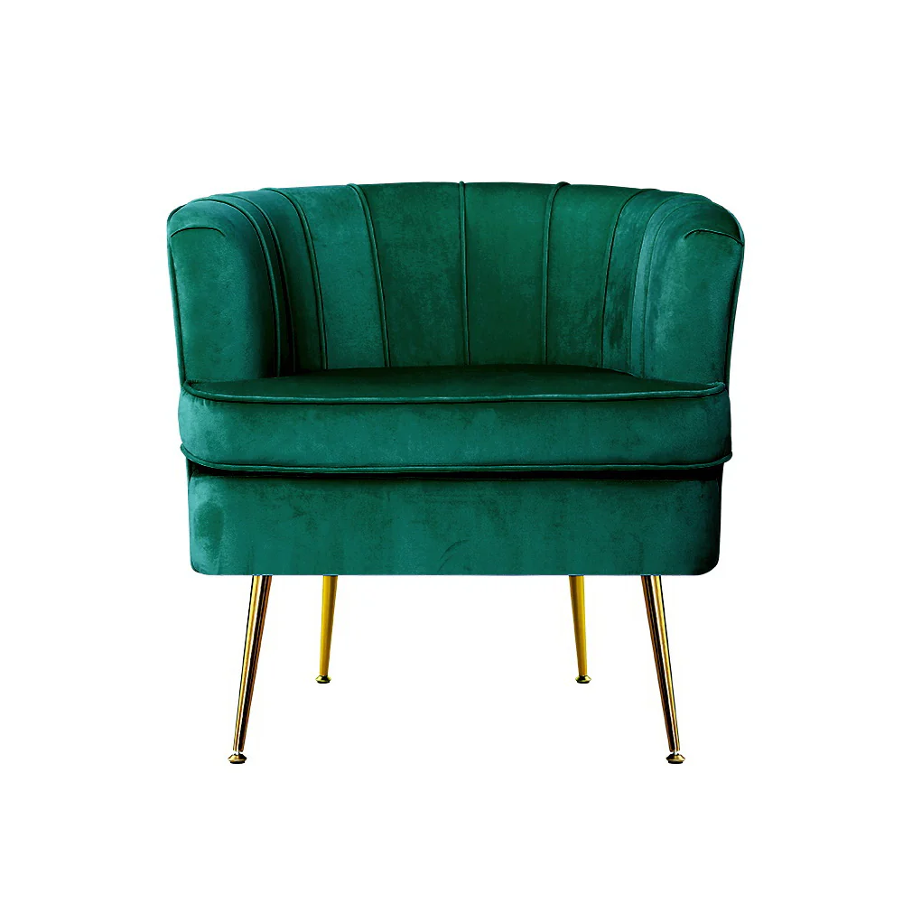 Makayla Accent Velvet Lounge Armchair - Green - Nurns