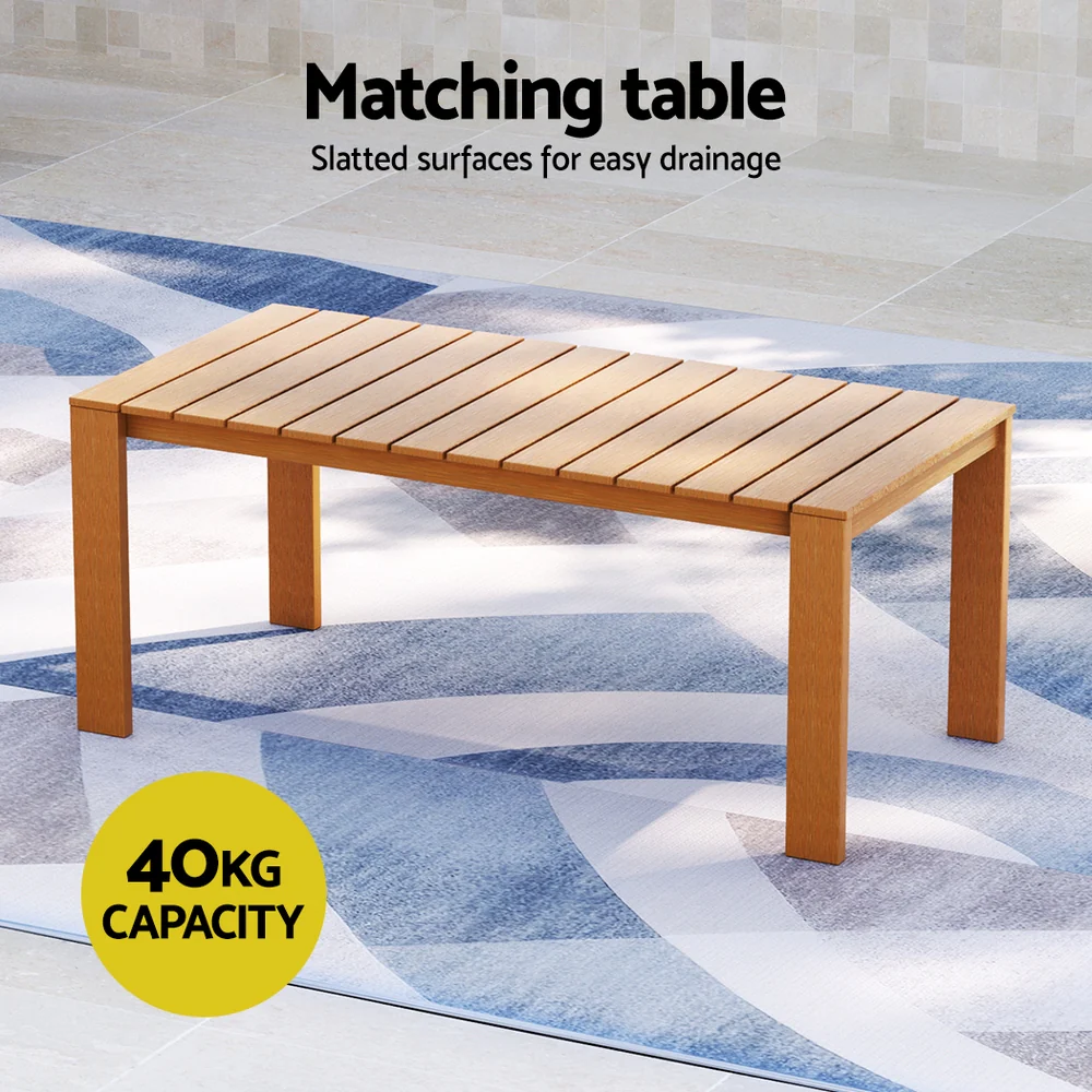 Aden 5-Seater Wooden Garden Table Chairs 6-Piece Outdoor Sofa - Wood - Nurns