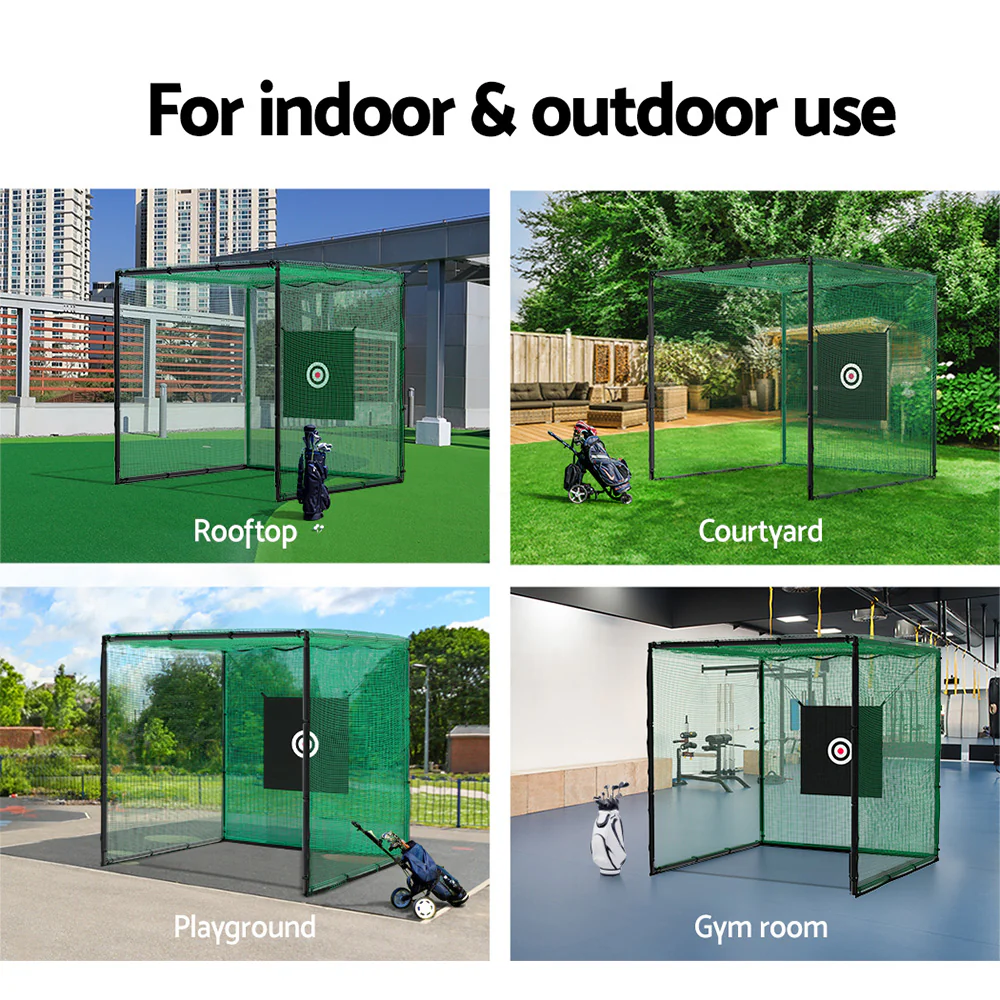 Everfit 3m Golf Practice Net Hitting Cage with Steel Frame Baseball Training - Nurns