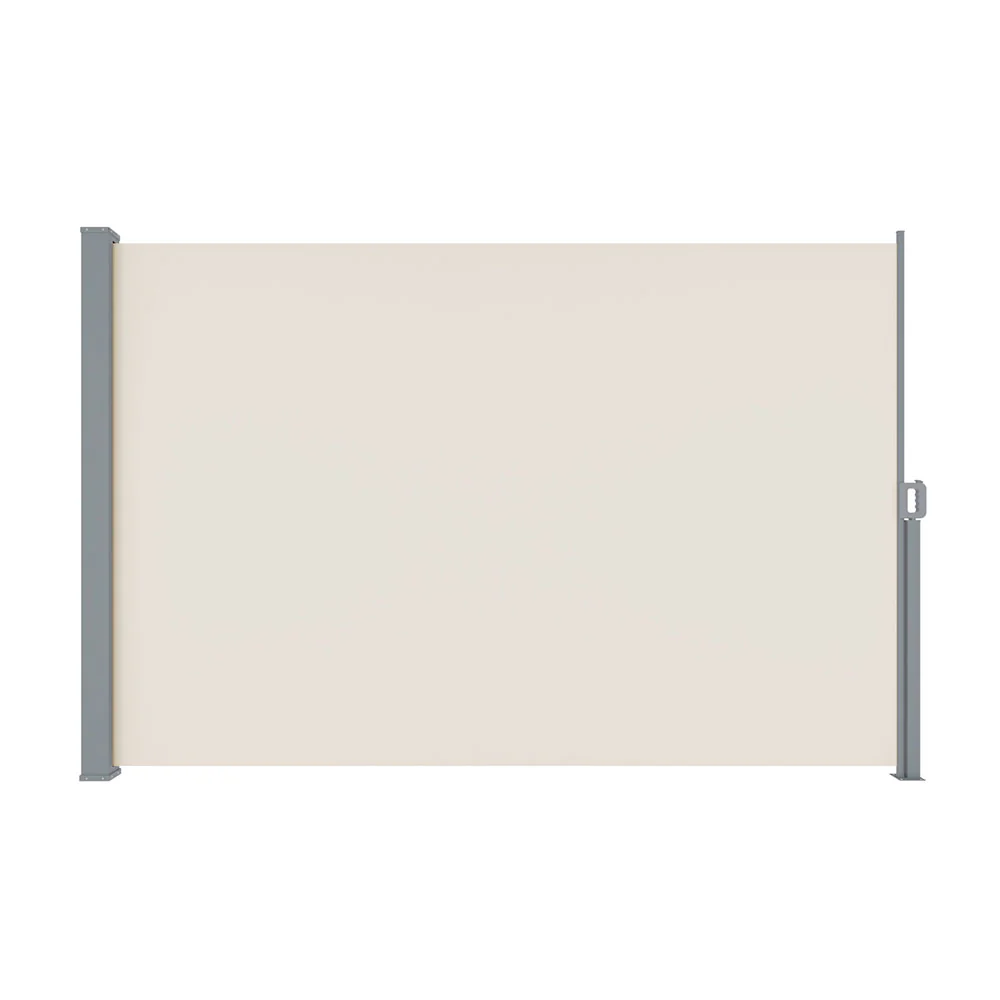 Instahut Side Awning Sun Shade Outdoor Blinds Retractable Screen 2x3M Cream - Nurns