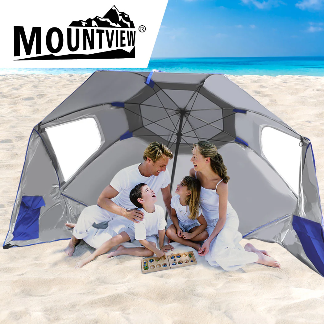 Mountview Beach Umbrella Outdoor Umbrellas Blue 2.13M - Nurns