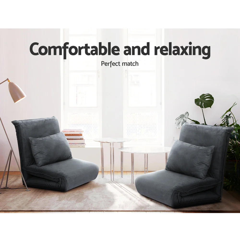 Maeve Folding Foam Camping Sofa Lounge Recliner Chair - Charcoal - Nurns