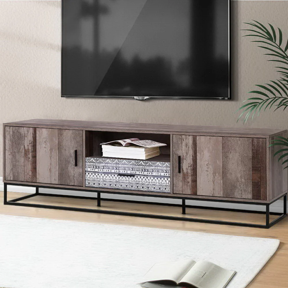 Lars 180cm TV Stand Entertainment Unit Storage Cabinet Industrial Wooden - Rustic - Nurns