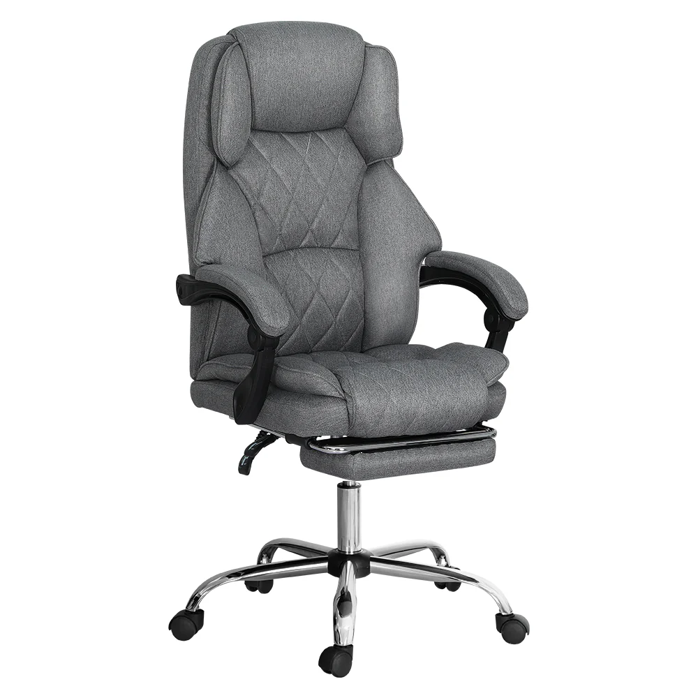 Artiss Executive Office Chair Fabric Footrest Grey - Nurns