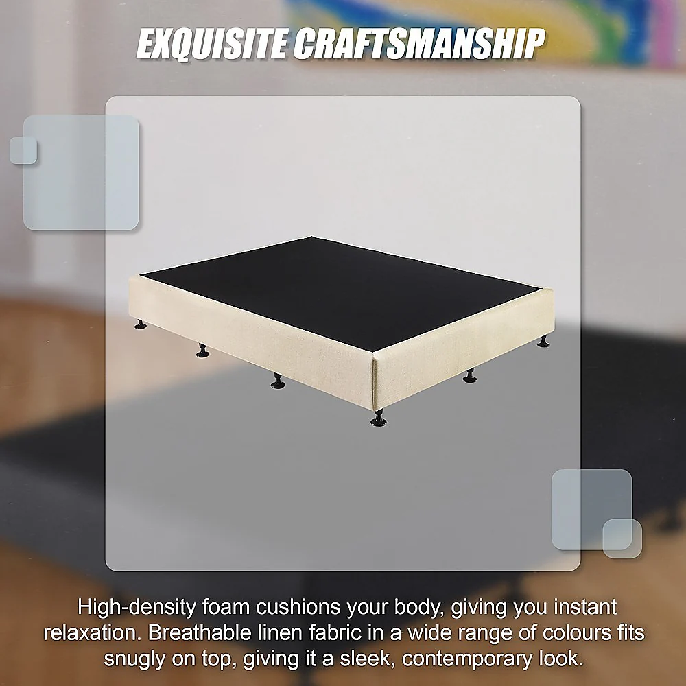 Aisha Ensemble Bed Base Linen Fabric - Natural Sand Queen - Nurns