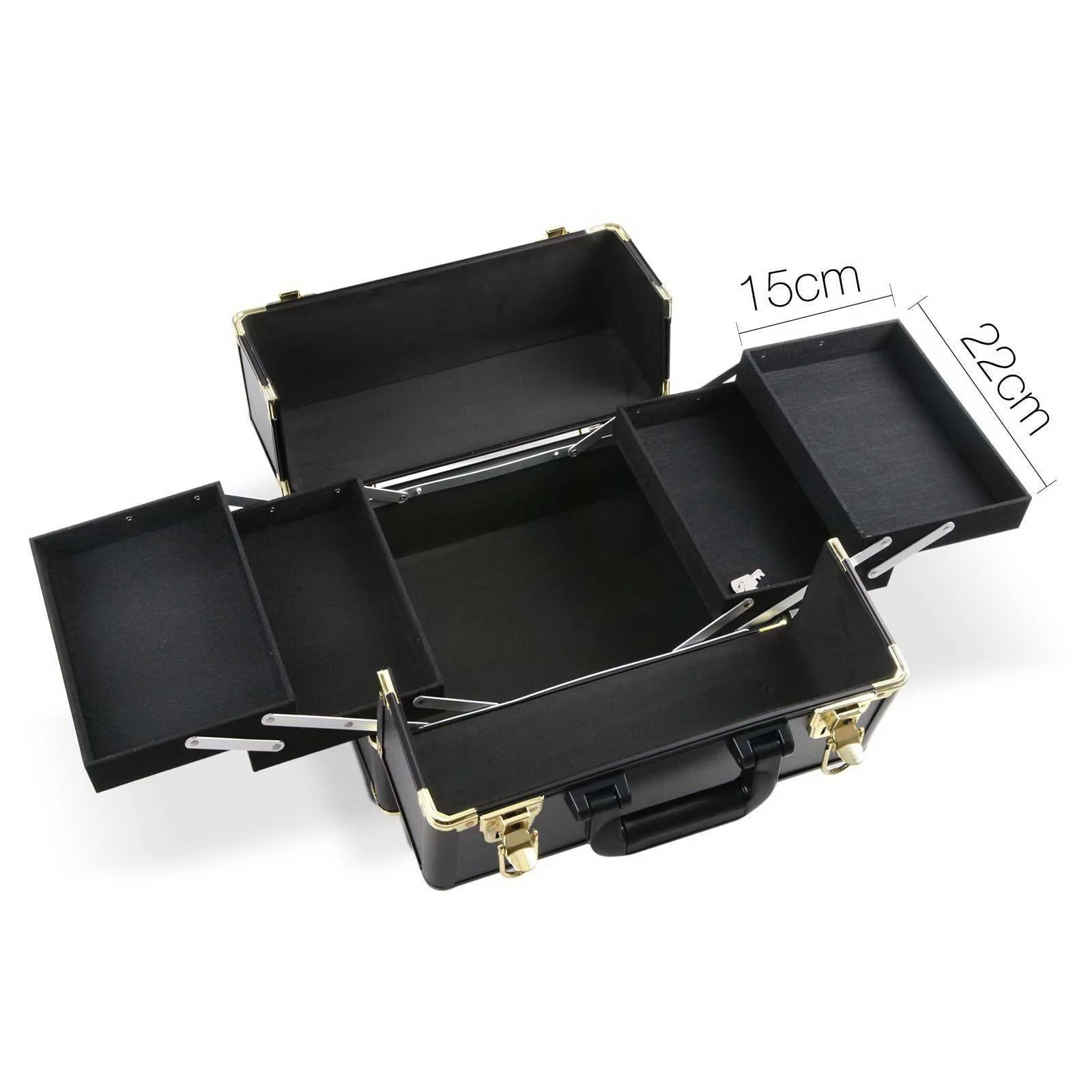 7 in 1 Portable Cosmetic Beauty Makeup Trolley - Black & Gold - Nurns