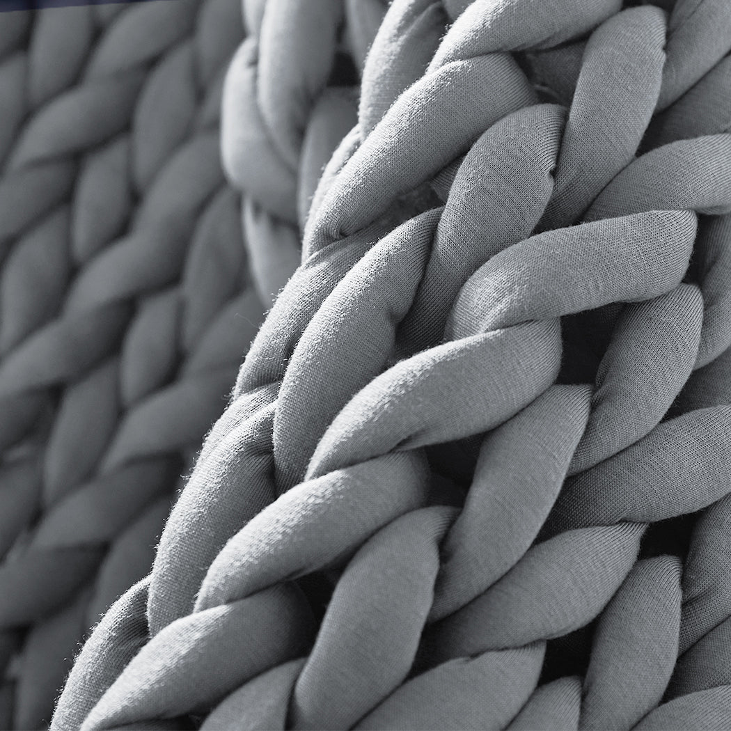 Whimsy Weighted Soft Blanket Knitted Chunky Bulky Knit 3KG - Grey - Nurns