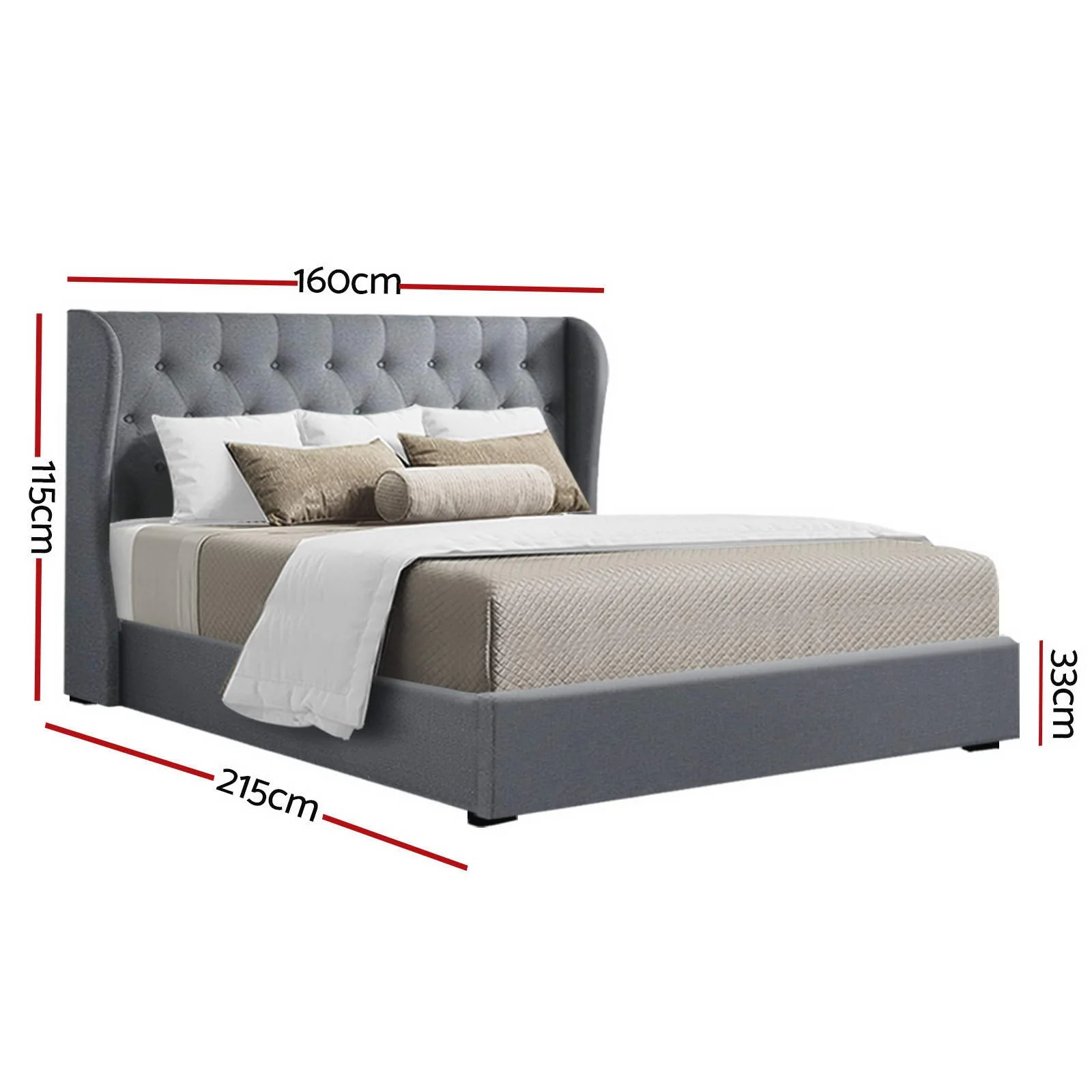 Onyx Bed & Mattress Package - Grey Queen - Nurns