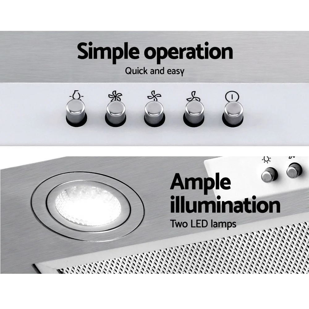 Devanti 520mm Range Hood 52cm Rangehood Stainless Steel - Nurns